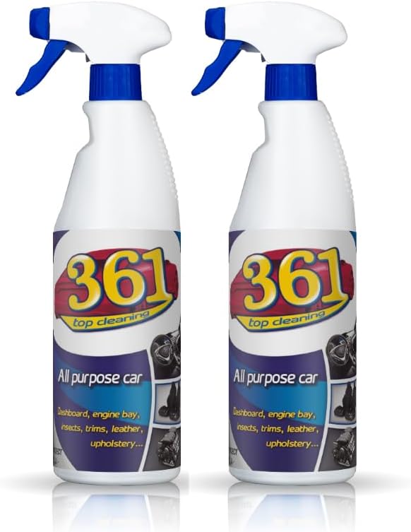 Sisbrill 361 Multi Purpose Car Interior Cleaner Spray - Stain Remover Seat Cleaner, Upholstery, Dashboard, Leather - Car Cleaning Supplies Interior and Exterior - Pack of 2 (25 fl oz Each)