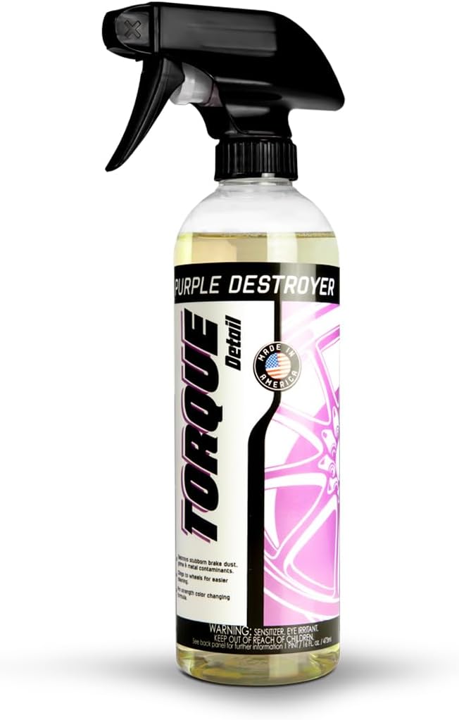 Torque Detail Purple Destroyer 16oz - Car Detailing & Wheel Cleaner Spray, Eliminate Brake Dust, Remove Iron From Rims & Wheels | Professional Strength Formula, Works On Chrome, Aluminum, Alloy & More