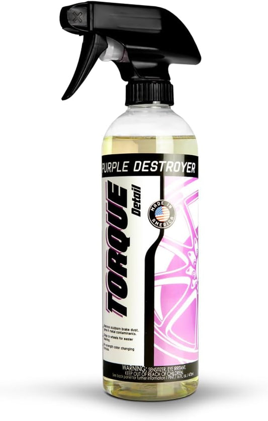Torque Detail Purple Destroyer 16oz - Car Detailing & Wheel Cleaner Spray, Eliminate Brake Dust, Remove Iron From Rims & Wheels | Professional Strength Formula, Works On Chrome, Aluminum, Alloy & More