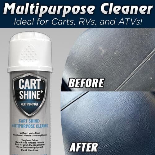Club Clean Cart Shine, Golf Cart Body Windshield Cleaner Plus Polisher - Hard Water Shield, Removes Hard Water Stains - Battery Acid Shield, Grease Spray, Lubricates & Rust Proofs - Trim & Tire Shield