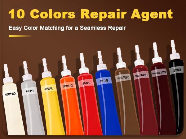 Vinyl & Leather Repair Kit for Furniture: Fix Tears Holes Scratches and Peeling on Any Material Bonded Italian Pleather Genuine - Match Any Color on Vinyl Furniture Car Seats Couches Jackets
