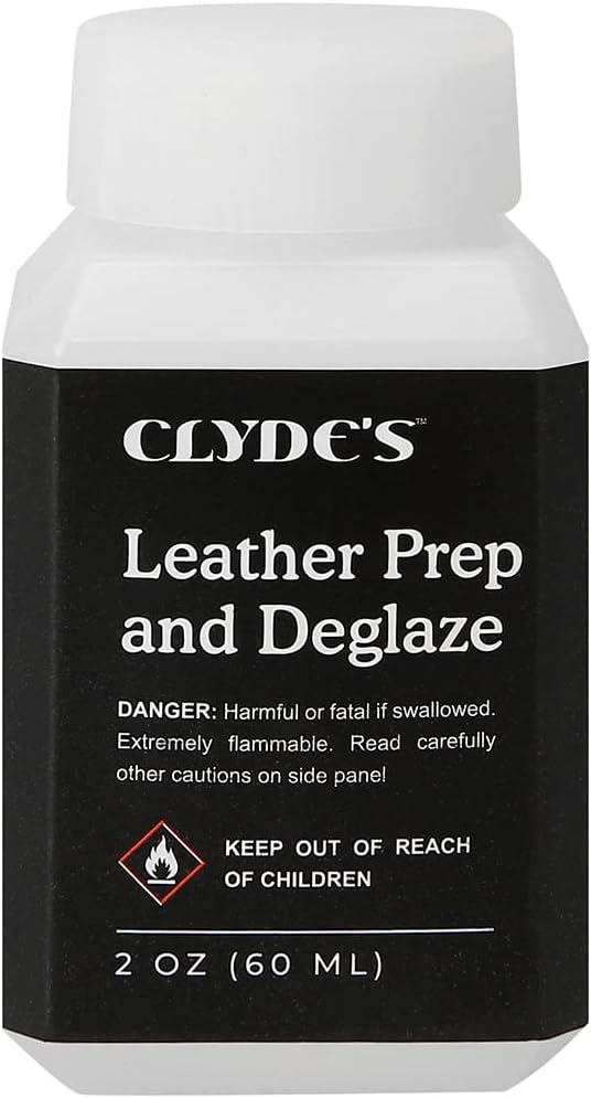 Clyde's™ Leather Preparer and Deglazer | Best for Non Absorbent Leather Surfaces | Remove Factory Finishes from Furniture, Auto Interior, Tack, and Shoes | to Be Used Before Leather Recoloring Balm