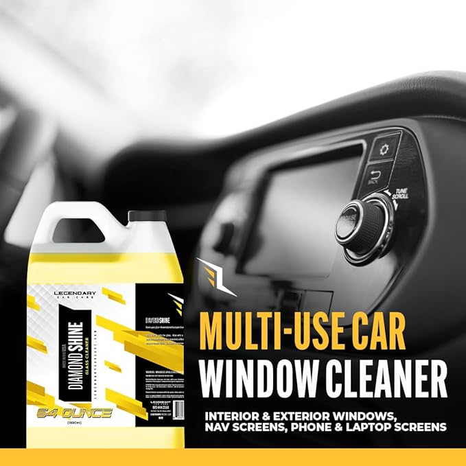 Legendary Glass Cleaner 64oz (Half Gal.) - Auto Window Cleaner Spray for Car Windows & Windshield - No Streaks, Ammonia-Free, Tint Safe - Interior/Exterior Use