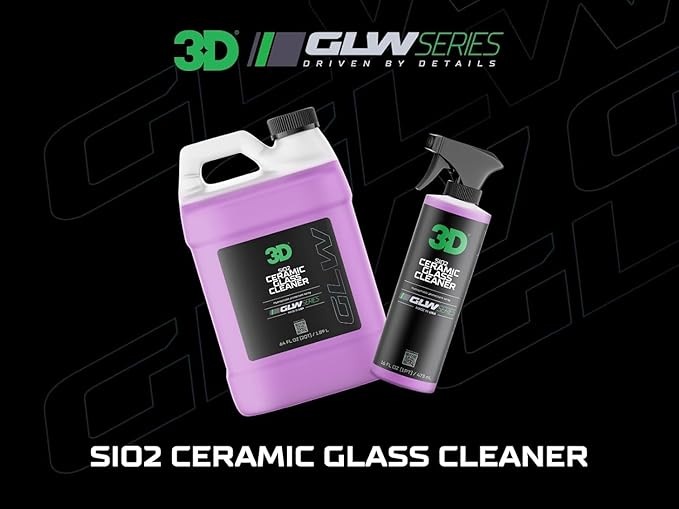 3D SiO2 Ceramic Glass Cleaner, GLW Series | Water & Rain Repellent | All-Weather Protective Ceramic Glass Cleaner | Safe for Tinted, Non-Tinted Windows & Mirrors | DIY Car Detailing | 16 oz