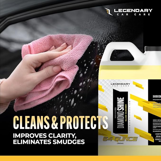 Legendary Glass Cleaner 64oz (Half Gal.) - Auto Window Cleaner Spray for Car Windows & Windshield - No Streaks, Ammonia-Free, Tint Safe - Interior/Exterior Use