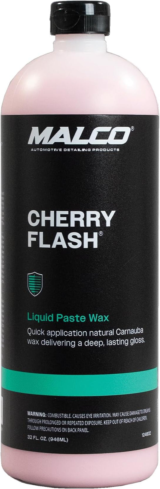 Malco Cherry Flash Automotive Liquid Paste Wax – Protect & Shine Your Vehicle/Easiest Way to Hand Wax Your Car/Lasting Gloss & Protection For Cars, Trucks, Boats and Motorcycles / 32 Oz. (124832)