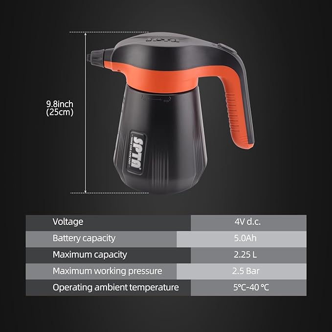 SPTA Pressure Foam Sprayer, 2.25L/76 oz Electric Pressurized Soap Sprayer Car Foam Sprayer, Cordless Pump Sprayer, Car Wash Pressure Washer Foamer with 500ML Shampoo for Detailing