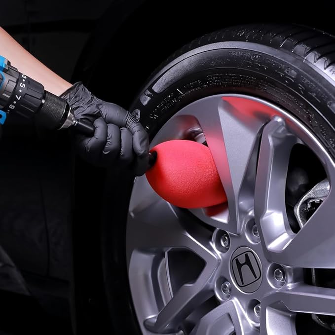 Wheel Rims Polisher, SPTA Polishing Ball, Polishing Cone, Metal Wheel Polishing Tool, Ball Buster Wheel and Rim Polisher System Attaches to Standard Household Drill