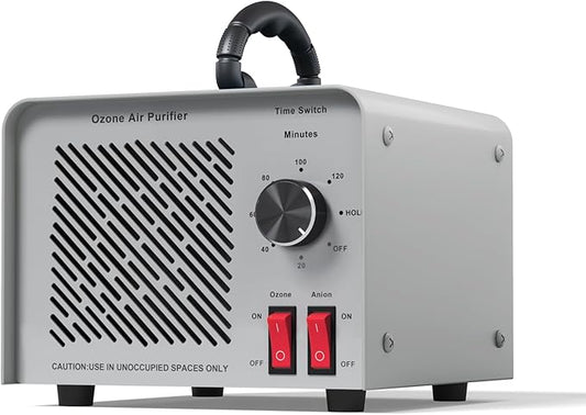 120,000mg/h 0zone Generator High Capacity Ozone Machine & 1 Billion Negative Ion Air Purifier for Home, Car, Pet Odor Removal, O3 Odor Eliminator up to 2,500 Sq. Ft.(Silver)