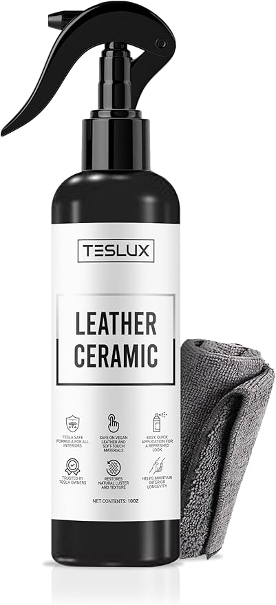 Vegan Leather Ceramic Coating for Tesla Model 3, Y, S, X Interior Protection – Prevent Stains, UV Damage, and Wear - Accessories for Tesla Model 3, Y, S, X