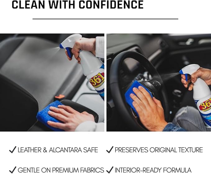Sisbrill 361 Multi Purpose Car Interior Cleaner Spray - Stain Remover Seat Cleaner, Upholstery, Dashboard, Leather - Car Cleaning Supplies Interior and Exterior - 1.3 Gal