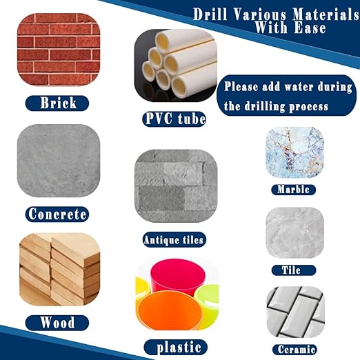 10pc 1/4” Black Ceramic Tile Drill Bit, 6mm Porcelain Drill Bit Concrete Drill Bit for Glass,Brick,Plastic,Cement,Wood,Ceramic,Metal,Marble.