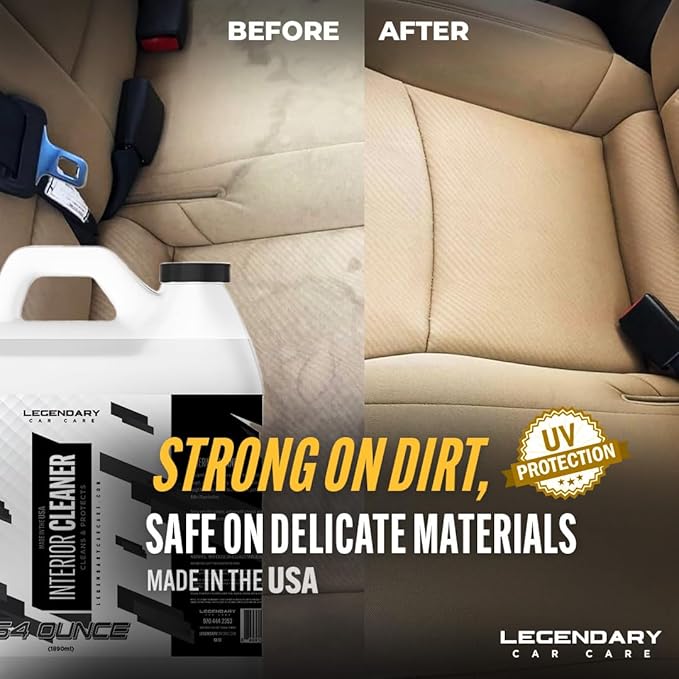 Legendary Interior Cleaner 64oz (Half Gal.) - All Purpose Interior Detailer & Carpet Cleaner for Cars - Safe on Leather, Plastic, Vinyl, Upholstery & Dashboard - UV Protectant - Tough on Stains & Dirt