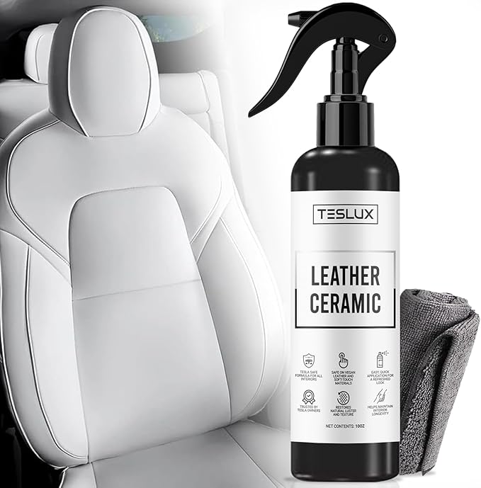 Vegan Leather Ceramic Coating for Tesla Model 3, Y, S, X Interior Protection – Prevent Stains, UV Damage, and Wear - Accessories for Tesla Model 3, Y, S, X