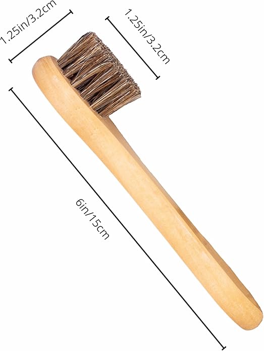 Horse Hair Brush Kit - Ideal for Boot or Shoe Brushes - Soft Non-Scratching Horsehair Bristles - Comfy Hard Wood Handle for Cleaning, Polishing, Shining Leather Boots or Shoes