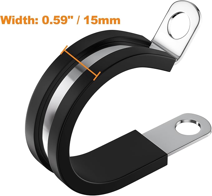 100 PCS 3/8 Inch Stainless Steel Cable Clamps - Insulated, Hose & Pipe Clamps