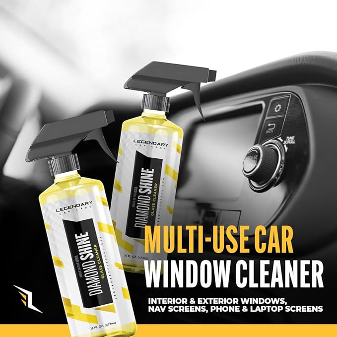 Legendary Glass Cleaner 16oz (2 Pack) - Auto Window Cleaner Spray for Car Windows & Windshield - No Streaks, Ammonia-Free, Tint Safe - Interior/Exterior Use