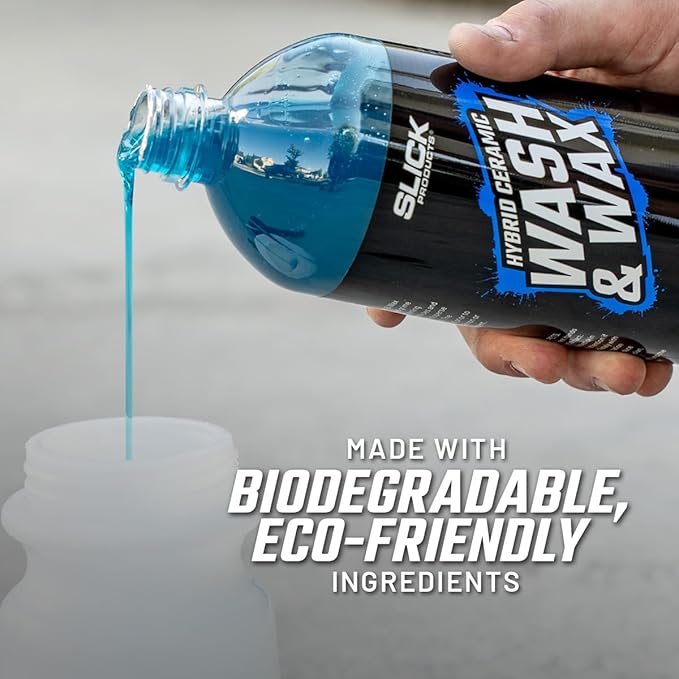 Slick Products Hybrid Ceramic Wash & Wax Super Concentrate – Extra Thick Foaming Car Shampoo & Motorcycle Wash Soap with Wax Protection – Perfect for Foam Cannon – 64 oz.