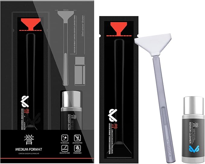 VSGO Mirrorless Camera Sensor Cleaning Kit for Meduim Format Cameras, 12pcs 34mm CMOS Swabs and 10ml Cleaner Inluded (VS-S04E)