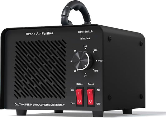 120,000mg/h 0zone Generator High Capacity Ozone Machine & 1 Billion Negative Ion Air Purifier for Home, Car, Pet Odor Removal, O3 Odor Eliminator up to 2,500 Sq. Ft.(Black)