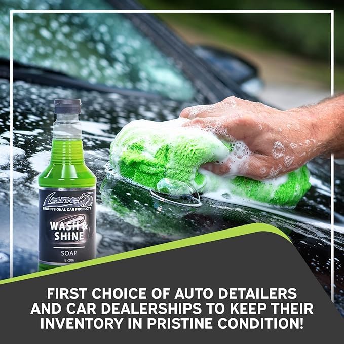LANE'S Wash & Wax - Best Car Wash Soap, Wax Components Provides Layer of Protection to Car’s Paint, High Foaming, Deep Cleaning Concentrated Formula, Mirror High-Gloss Shine 16oz