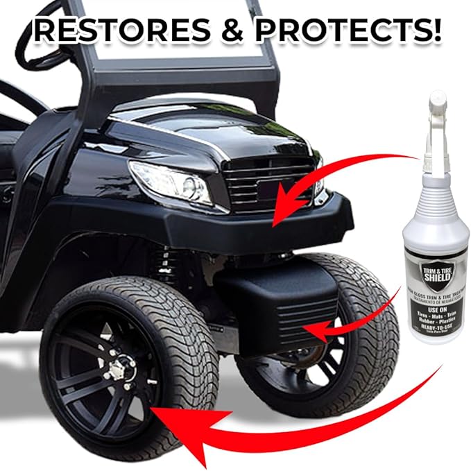 Club Clean Cart Shine, Golf Cart Body Windshield Cleaner Plus Polisher - Hard Water Shield, Removes Hard Water Stains - Battery Acid Shield, Grease Spray, Lubricates & Rust Proofs - Trim & Tire Shield