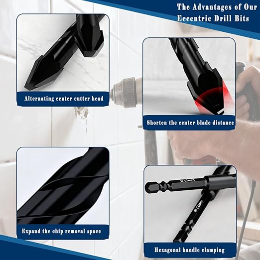 10pc 1/4” Black Ceramic Tile Drill Bit, 6mm Porcelain Drill Bit Concrete Drill Bit for Glass,Brick,Plastic,Cement,Wood,Ceramic,Metal,Marble.