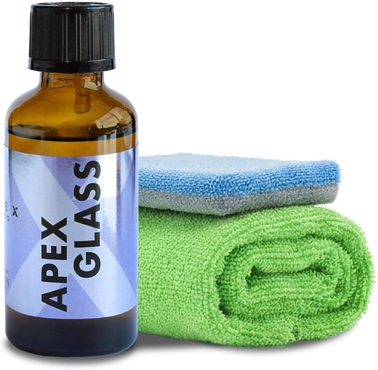 Apex Glass 50ml Hydrophobic Ceramic Coating - Professional Rain Repellent for Windshields & Windows - Long Lasting Nano Silica Protection Kit with Applicator & Microfiber USA