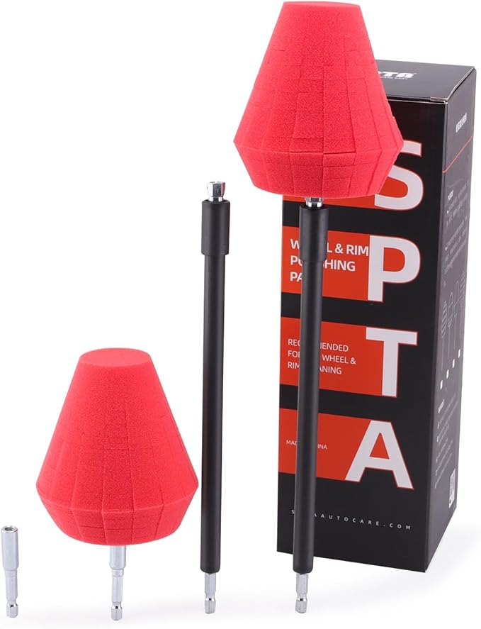 SPTA Metal Polishing Tool, Auto Cone Metal Polish Buffing Polishing Ball, Drill Buffing Sponge Pads Buffing Wheel for Drill Foam, Sponge Buffing for Automotive Car Wheel Hub Care