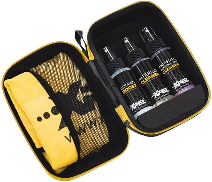 XPEL 3-Pack Interior Care Kit – Car Detailing Set for Interior Surfaces, Trim & Glass | Interior Cleaner, Ceramic Boost, Tint-Safe Glass Cleaner & Premium Microfiber Towel in Branded Case