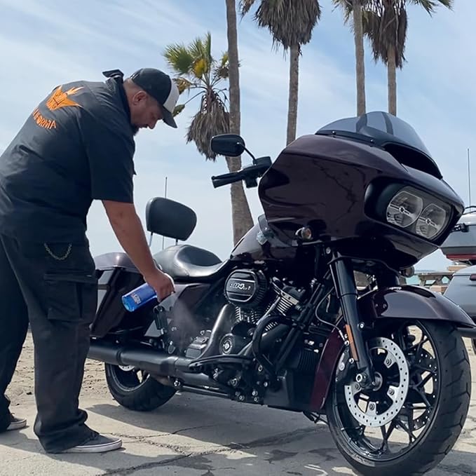 Shinykings Motorcycle Cleaner Wash&Shine 66 | 2x16 fl oz WATERLESS Motorcycle Wash with Ultra Shine Effect | Powerful Detailing Spray for All Surfaces | Motorcycle Cleaning Kit California |
