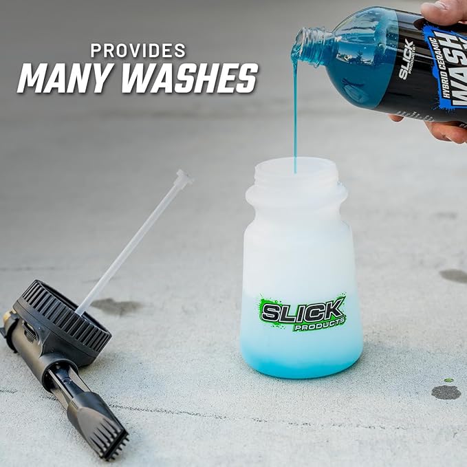 Slick Products Wash & Wax (64 oz.) + Garden Hose Foam Gun Bundle – Super Concentrated Car Wash Foam Shampoo for Car, Truck, RV, Motorcycle, Trailer, and Boat