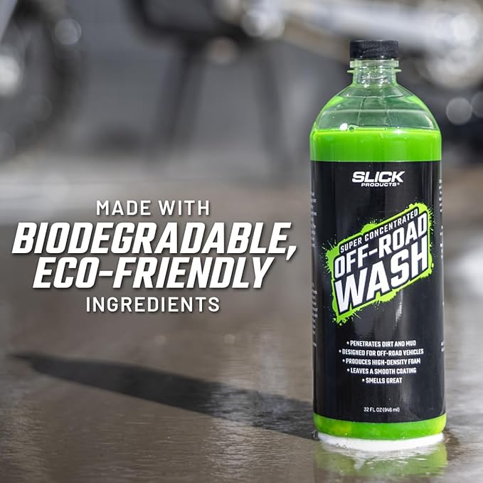 Slick Products Total Off-Road Wash Super Concentrate – Thick Foaming Car Wash Soap with Hybrid-Ceramic Formula for Dirt Bikes ATV UTV Trucks Jeeps and More – Foam Cannon Ready – 32 oz