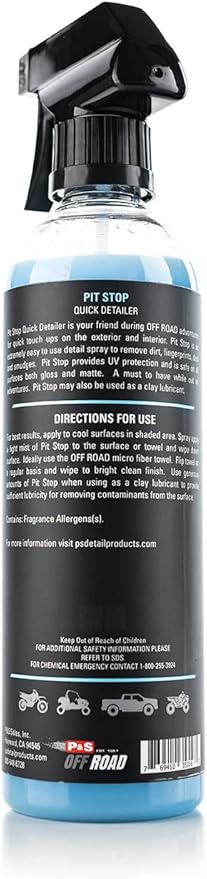 P & S PROFESSIONAL DETAIL PRODUCTS P&S Off Road Pit Stop Quick Detailer Easy Use for Side by Sides ATVs UTVs Interior Exterior Cleaner with UV Protection Safe on All Finishes 16 oz. Spray