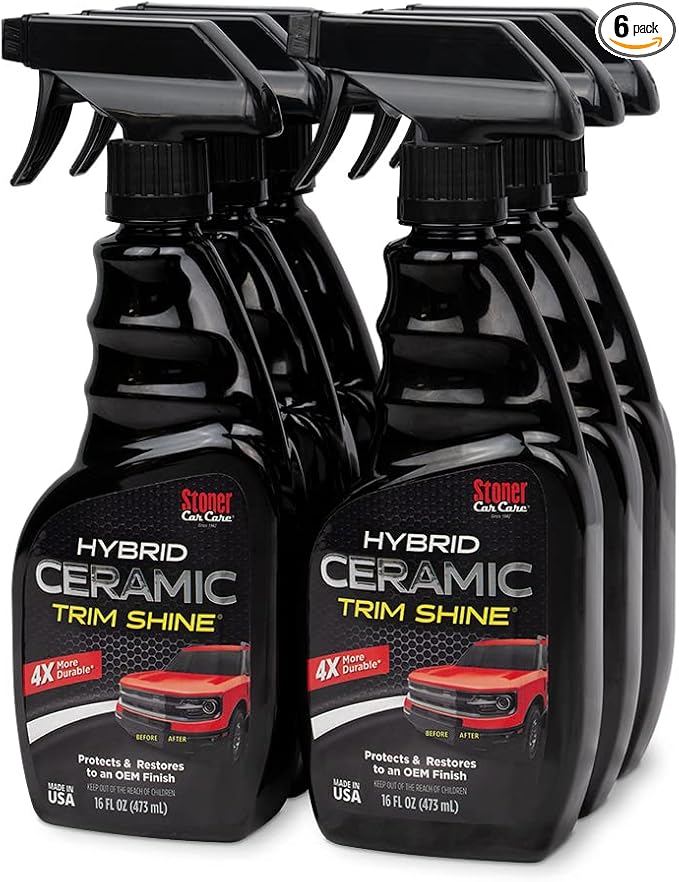 Stoner Car Care 92333-6PK Hybrid Ceramic Trim Shine – Restores Faded Plastic & Vinyl to OEM Finish, Long Lasting Water-Based UV Protection for Interior & Exterior Trim – 16 fl oz (Pack of 6)