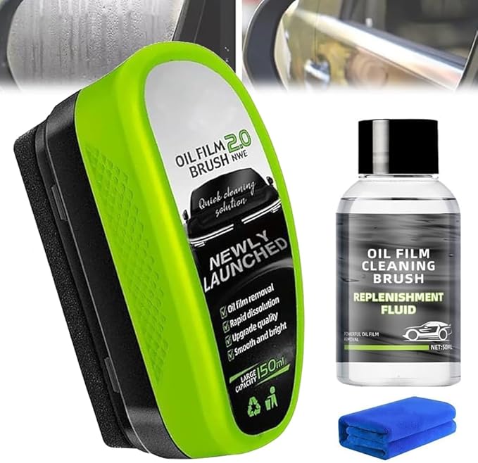 Oil-Free Car Glass Brushes, 2.0 Upgrade Clearvision Car Windshield Cleaner,Oil Film Cleaning Brush for Cars Window, Clearvision Cars Windshield Cleaner Tool, Prevents Rain and Fog (1SET)