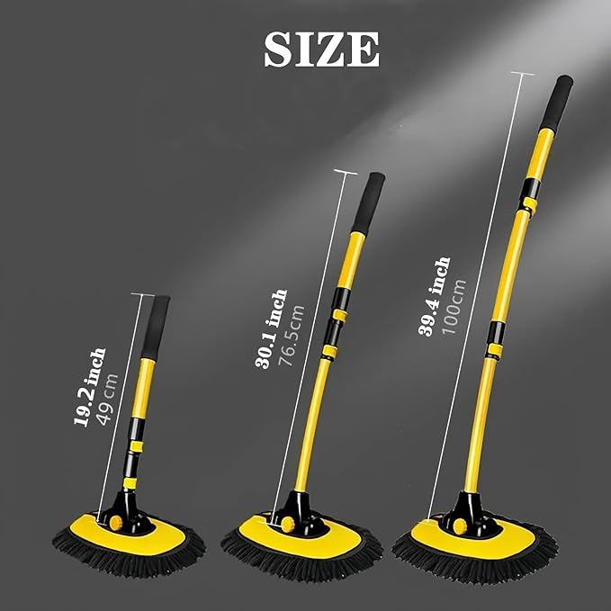 Upgrade Car Wash Brush Mop with Long Handle,Chenille Microfiber Car Wash Brush Car Cleaning Brush Kit Car Wash Mop Supplies Car Washing Brush with Scratch-Free Replacement Head