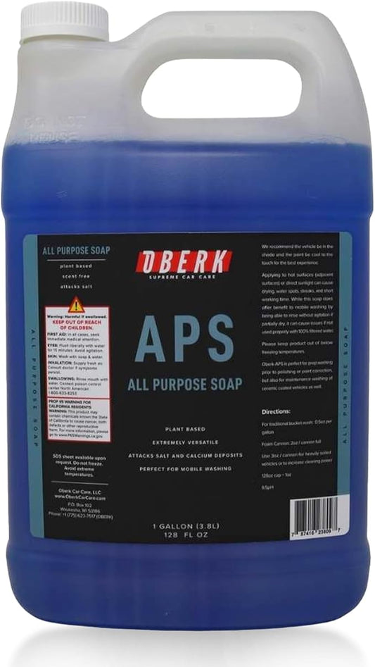 Oberk APS All Purpose Car Wash Soap – Eco-friendly, plant-based shampoo for foam cannon or hand wash. Safe for ceramic coating, interio (APS128)