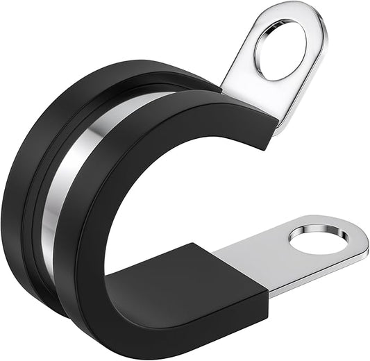 100 PCS 1/2 Inch Cable Clamps - 304 Stainless Steel, Insulated, Hose & Pipe Clamps