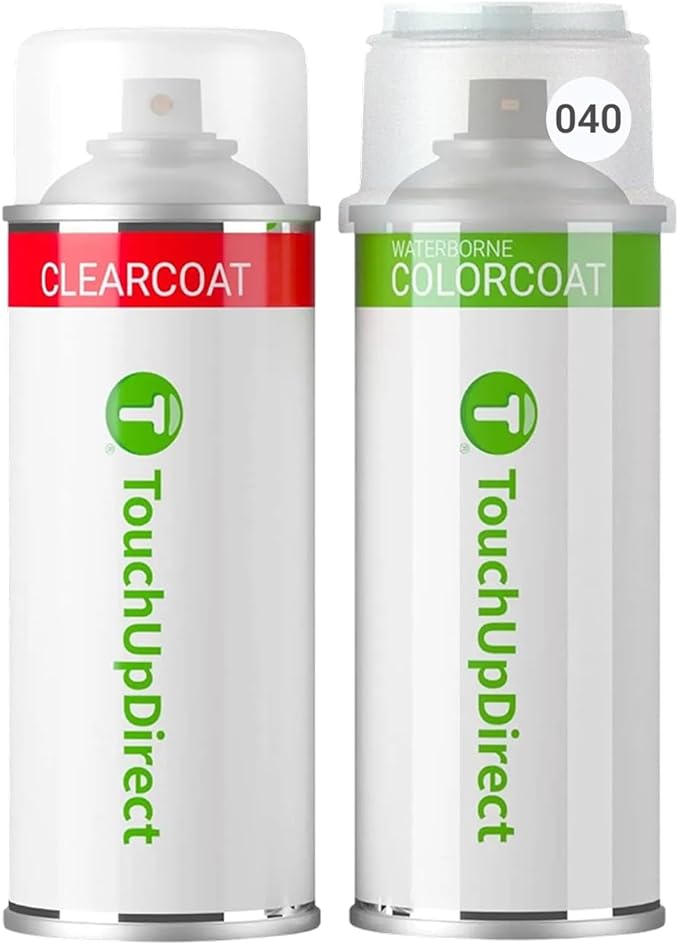 TouchUpDirect Car Paint Touch Up Spray Kit – Toyota 040 Super White Exact Match Auto Paint Kit with Car Color Spray and Clearcoat, for Repainting or Scratch Repair, Essential Kit