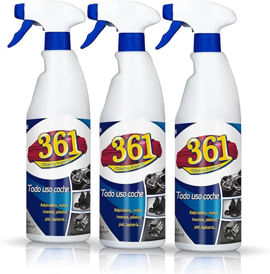 Sisbrill 361 Multi Purpose Car Interior Cleaner Spray - Stain Remover Seat Cleaner, Upholstery, Dashboard, Leather - Car Cleaning Supplies Interior and Exterior - Pack of 3 (25 fl oz each)