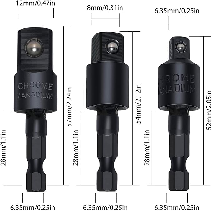 17 Pcs Flexible Drill Bit Extension 105 Degree Right Angle Drill Adapter,360° Rotatable 1/4 3/8 1/2" Impact Grade Socket Adapter Set,90° Angled Bits,Super Bit Shaft Extension Bits,Screwdriver Bit Set