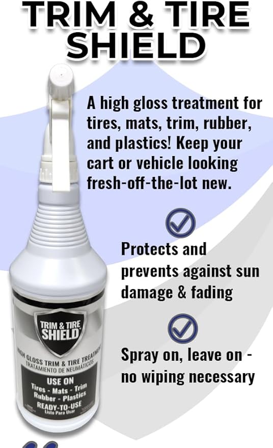 Club Clean Cart Shine, Golf Cart Body Windshield Cleaner Plus Polisher - Hard Water Shield, Removes Hard Water Stains - Battery Acid Shield, Grease Spray, Lubricates & Rust Proofs - Trim & Tire Shield