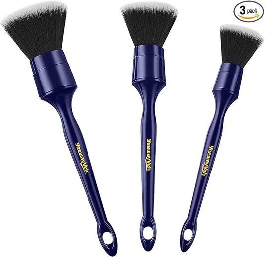 YeewayVeh Car Detailing Brush Set, 3PCS Ultra Soft and Thick No Scratch Detail Brush for Car Dashboard Air Vents Leather Seat Dusting and Cleaning, Auto Interior Exterior Detail Brushes Car Detailing