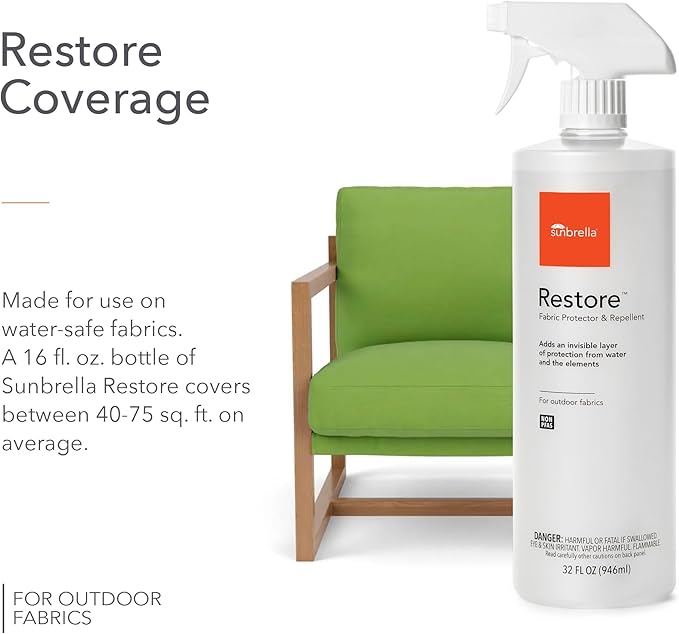 Sunbrella Restore Fabric Protector | Water-Repellent Spray for Outdoor Fabrics | Easy Use, Non-PFAS | Protect & Restore Upholstery | 32 fl oz