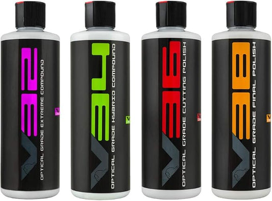 Chemical Guys V Line Car Polish and Compound Kit - Complete Paint Correction System for Light-to-Heavy Swirls, Scratches, Safe for Cars, Trucks, SUVs, Motorcycles, RVs & More - 4 x 16 fl oz