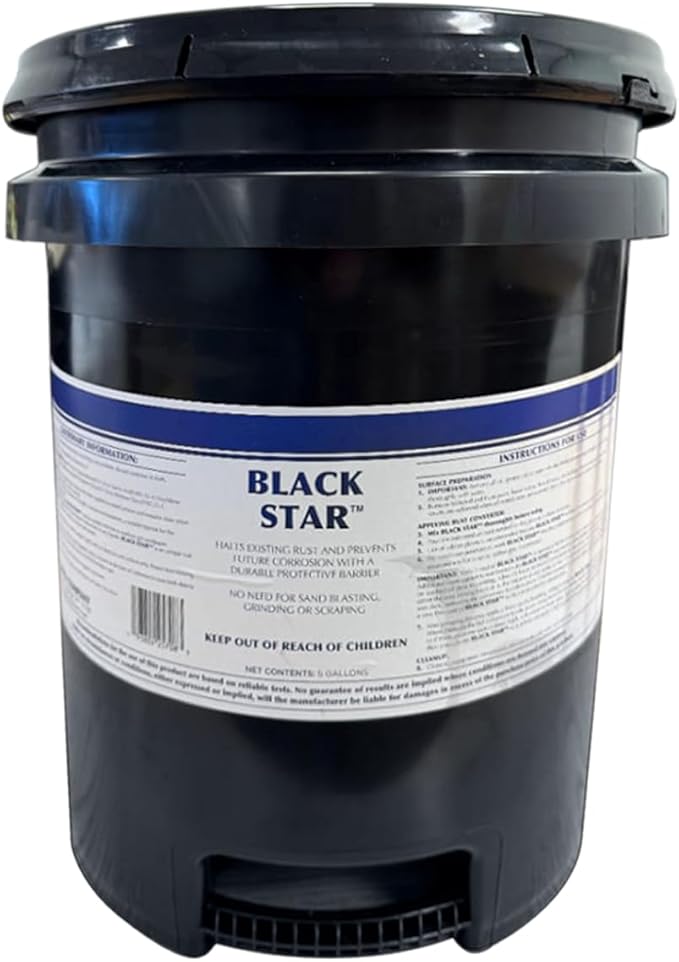 BLACK STAR Liquid Rust Converter - Sealant Primer for Steel Surfaces Turns Rust into Paintable Black Polymer Coating - 5 Gallon Pail