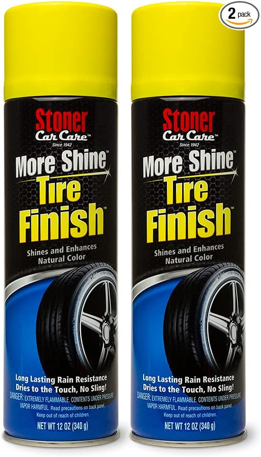 Stoner Car Care 91094-2PK More Shine Tire Finish – Tire Shine Spray for a Deep Matte Black Finish with Long-Lasting Rain-Resistant Protection, Non-Greasy No Sling – 12 oz (Pack of 2)