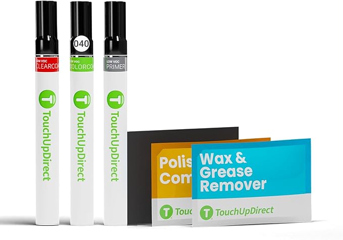 TouchUpDirect Car Paint Touch Up Brush Kit – Toyota 040 Super White Exact Match Auto Paint Kit with Primer, Car Color and Clearcoat, for Repainting and Scratch Repair, Platinum Kit