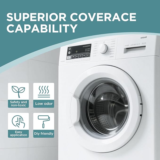 White Appliance Paint, 32 Oz – High Gloss Finish for Home Appliances Refinishing | Durable, Ovens, Microwaves, Dishwashers，Fast-Drying Interior/Exterior Coating | Zero VOC, Metal & Plastic Safe